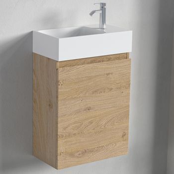 Mueble De Baño Suspendido Con Lavabo 40 Cm Roble Claro - Lomazoo Malibu