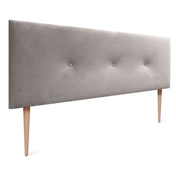 Dhome Cabecero De Terciopelo Liso Con Botones 150x105 Con Patas Camas 150/160 - Beige