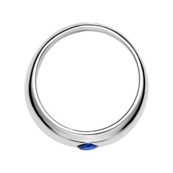 Anillo de bautizo de plata 925 pulida con zafiro