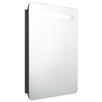Armario De Baño Con Espejo Led Negro Brillante 60x11x80 Cm Vidaxl