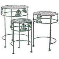 soporte para macetas verde 3 piezas 28x28x40-24x24x34-20x20x30h cm
