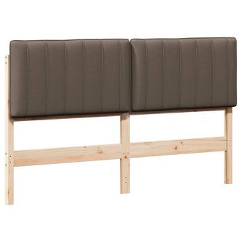 Cabecero Tapizado Marrón Y Topo 150 Cm Madera De Pino Macizo Vidaxl