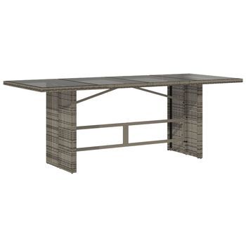 Mesa De Jardín | Mesa De Exterior Superficie De Vidrio Ratán Pe Gris 190x80x75 Cm