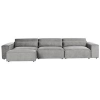 moderno sofa modular 3 plazas con otomana tapizado de tela gris hellnar