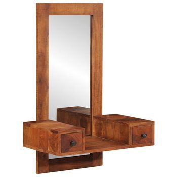 Espejo De Pared Con Cajones Madera Maciza De Acacia 60x33x90 Cm Vidaxl