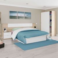 dormitorio matrimonio modelo brown incluye un cabecero 2 mesitas y un armario