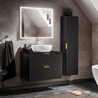 conjunto mueble lavabo individual tableros de melamina y mdf negro
