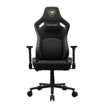 Silla gaming COUGAR CGR-DFF-GLB respaldo ajustable, reposabrazos 4D, 120kg, tela negra/oro