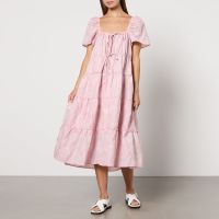 ganni textured cloque tiered maxi dress - eu 40uk 12