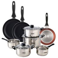 bateria de cocina de acero inox con sartenes cobre o162024cm