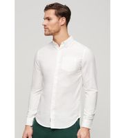 superdry para hombre m4010696a camisa studios en lino blanco s casual manga larga