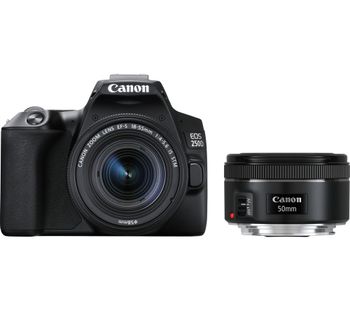 Canon EOS 250D DSLR Camera with EF-S 18-55 mm f/3.5-5.6 III & EF 50 mm f/1.8 STM Lens, Black