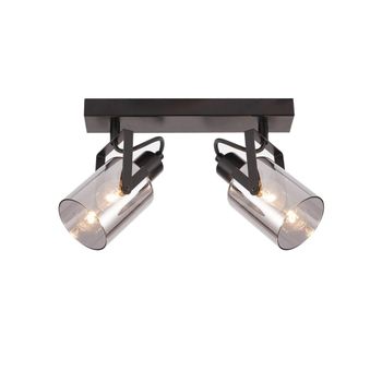 Nürnberg - foco de techo de metal, color negro, 30 cm, 2 luces, e14