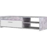mueble tv blanco y hormigon claro - 120 x 421 x 318 cm