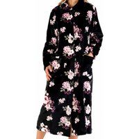 floral print classic fleece buttoned housecoat
