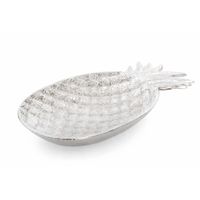 bandeja decorativa de aluminio plateado 31x17cm