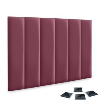 Dhome Juego De 6 Paneles Tapizados De Polipiel Ecológica Pack Autoadhesivos Para Pared Acústicos Absorbentes Protección (vino Tinto, 60x20cm, X6)