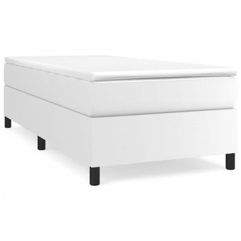 Cama Individual | Cama Para Adultos | Estructura De Cama Box Spring Cuero Sintético Blanco 90x190 Cm