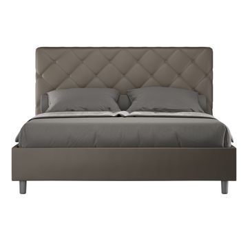 Cama Italiana Para Adultos Acolchada En Piel Sintética Paryse-color Capuchino-ropa De Cama 140x190 Cm-opción Con Base Y Sin Caja