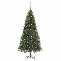 arbol de navidad preiluminado con luces y bolas verde 210 cm vidaxl