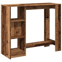 mesa bar con estante madera envejecida 124x46x1035 cm