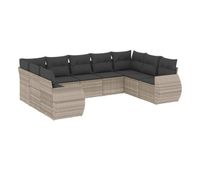 vidaxl set muebles jardin 9 pzas y cojines ratan sintetico gris claro