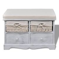 banco interior  banco de almacenaje de madera de paulownia blanco 62x33x42 cm