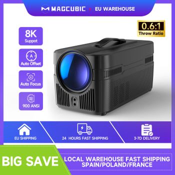 Proyector de Tiro Ultra Corto con Enfoque Automático Magcubic, 900ANSI, con Auto Offset, 1080P, 8K HD, WiFi6, BT5.4, Allwinner H726, Voz, Nuevo HY450