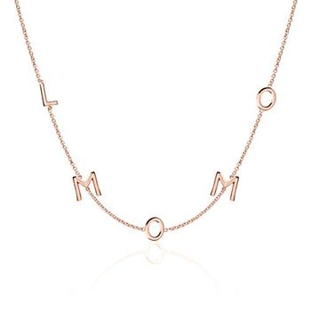 14 quilates cadena de oro rosa para mujer con 5 letras