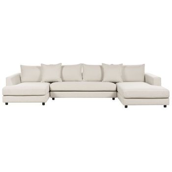 Sofá Esquinero Moderno En Forma De U 2 Chaises Respaldo Acolchado Cojines Fundas Extraíbles Beige Claro Lilviken