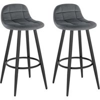 juego de 2 taburetes de bar silla alta de cocina en terciopelo y metal40x38x845cmgris oscurowoltu
