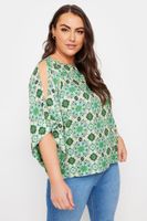 yours blusa verde estampado azulejo con abertura en mangas mujer curvy y tallas grandes yours