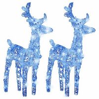 renos de navidad 2 unidades 80 led acrilico azul vidaxl