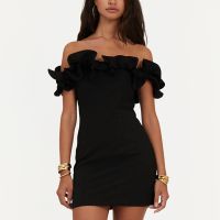 rotate birger christensen ruffle crepe mini dress - uk 10