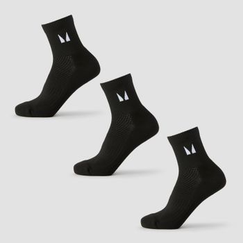 Calcetines tobilleros de correr de MP (paquete de 3 pares) - Negros - UK 6-8