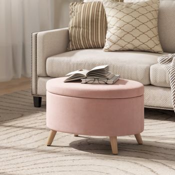 Banco De Almacenaje De Terciopelo Caucho Homcom 71x51,5x42 Cm-rosa