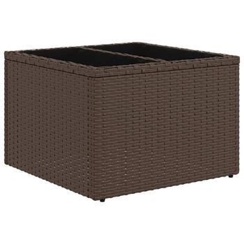 Mesa De Jardín | Mesa De Exteriorsuperficie Cristal Ratán Pe Marrón 55x55x37 Cm