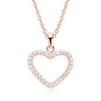 Cadena diseño corazón plata 925 rosa