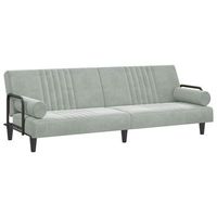sofa cama con reposabrazos terciopelo gris claro vidaxl