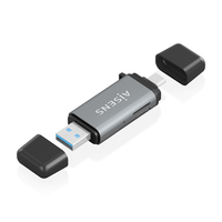 lector tarjetas aisens sd micro sd mmc rs-mmc mmc micro usba usbc gris