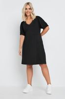 yours vestido mini negro con mangas abullonadas mujer curvy y tallas grandes yours
