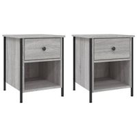 pack 2 uds mesita de noche  mesa auxiliar  mesilla madera ingenieria gris sonoma 40x42x50 cm