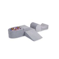 meowbaby parque infantil de espuma con piscina de bolas terciopelo gris claro  beigeororosa pastelintenso 100 bolas