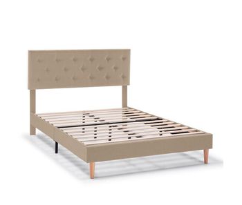 Estructura de cama tapizada rosi de 30 cm, 150x190 cm, beige