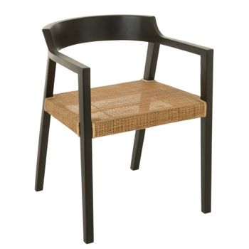 Silla con reposabrazos de madera negra 55x55x71 cm