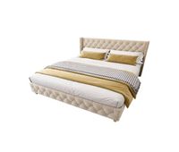 cama de matrimonio de terciopelo 160x200cmbeige claro