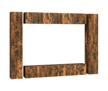 Set de muebles de tv 10 piezas madera contrachapada roble ahumado