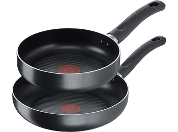 Set de sartenes - Tefal C42202S2A, 2 unidades, 20/26 cm, Para todo tipo cocinas, Revestimiento antiadherente, Aluminio, Negro