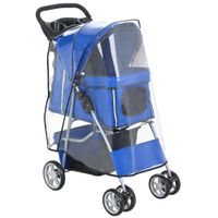 pawhut carrito para perros plegable hasta 10 kg con funda impermeable tiras reflectantes cesta de almacenamiento 77x44x102cm azul   aosom espana