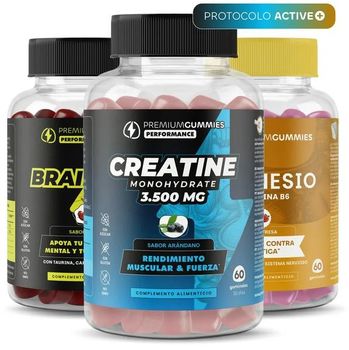 Premium Gummies Performance Pack Creatine 3.500 mg 60 uds + Magnesio Vit. B6 60 uds + Brain On 60 uds
